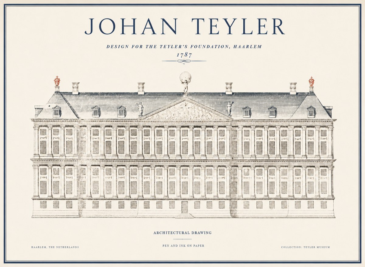 Johan Teyler Haarlem Town Hall - Elevation - 1778 No5 - Plakát