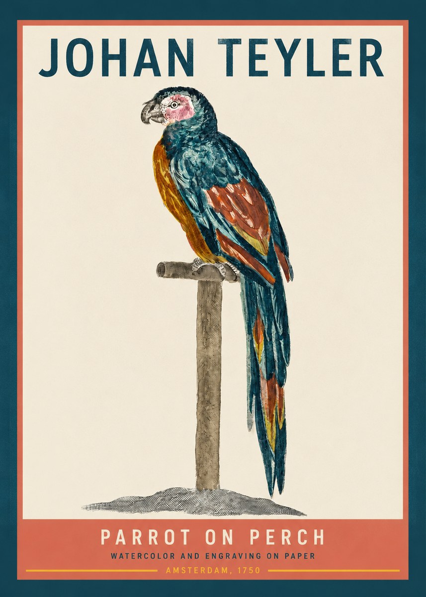 Johan Teyler Parrot on Perch No2 - Plakát