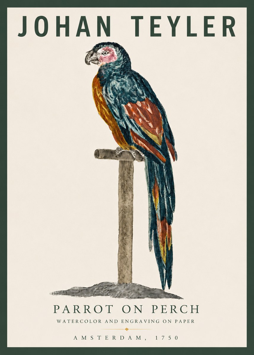 Johan Teyler Parrot on Perch No3 - Plakát