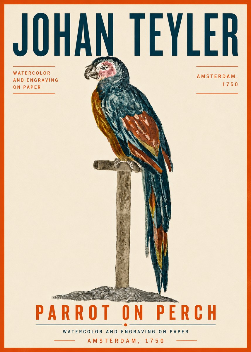 Johan Teyler Parrot on Perch No6 - Plakát