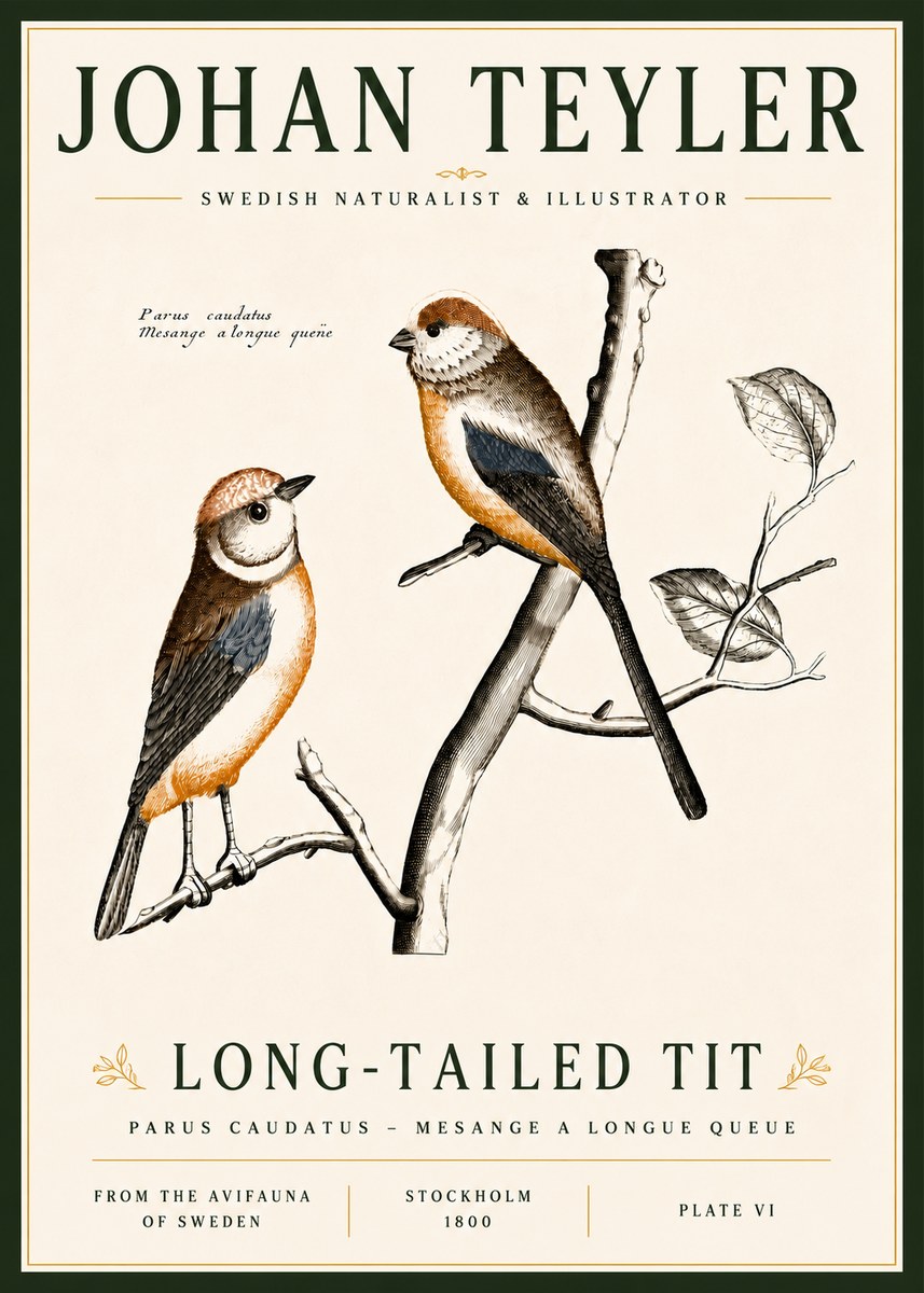 Johan Teyler Long-tailed Tit No6 - Plakát