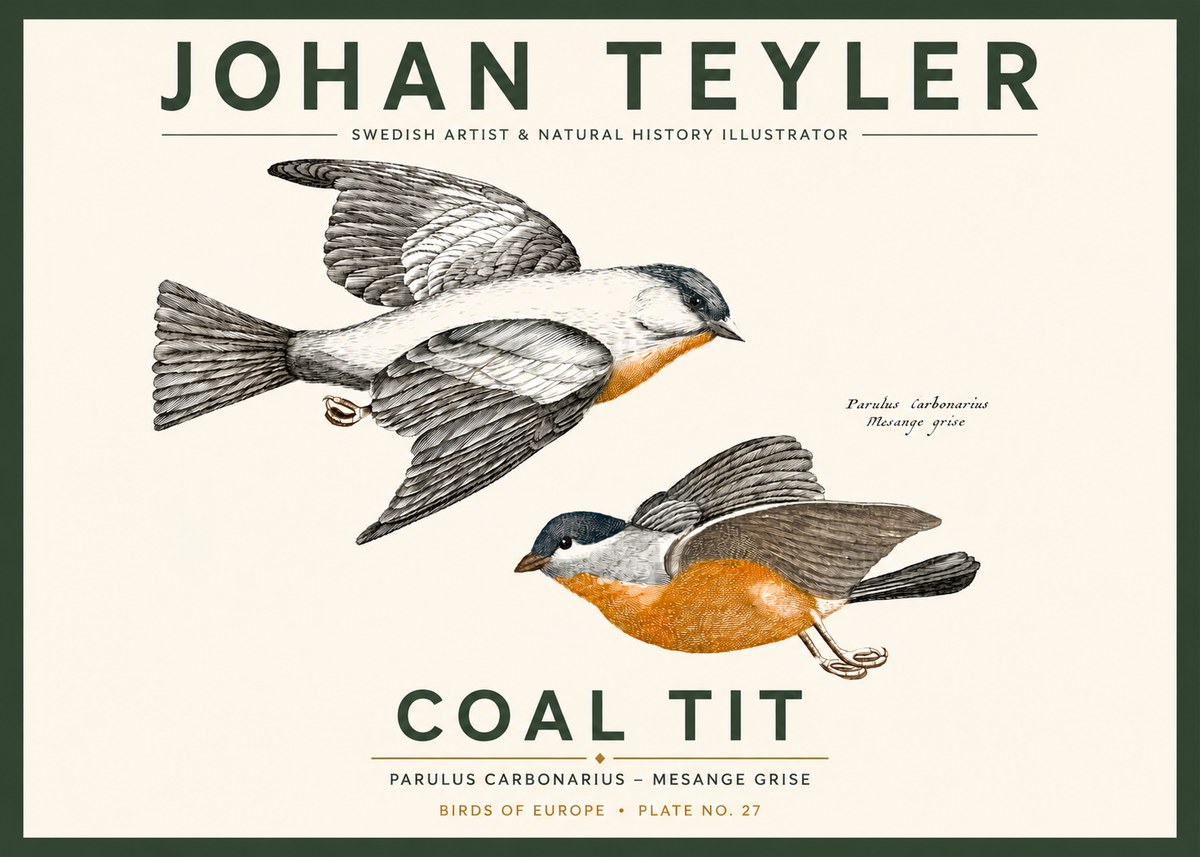 Johan Teyler Coal Tit No3 - Plakát