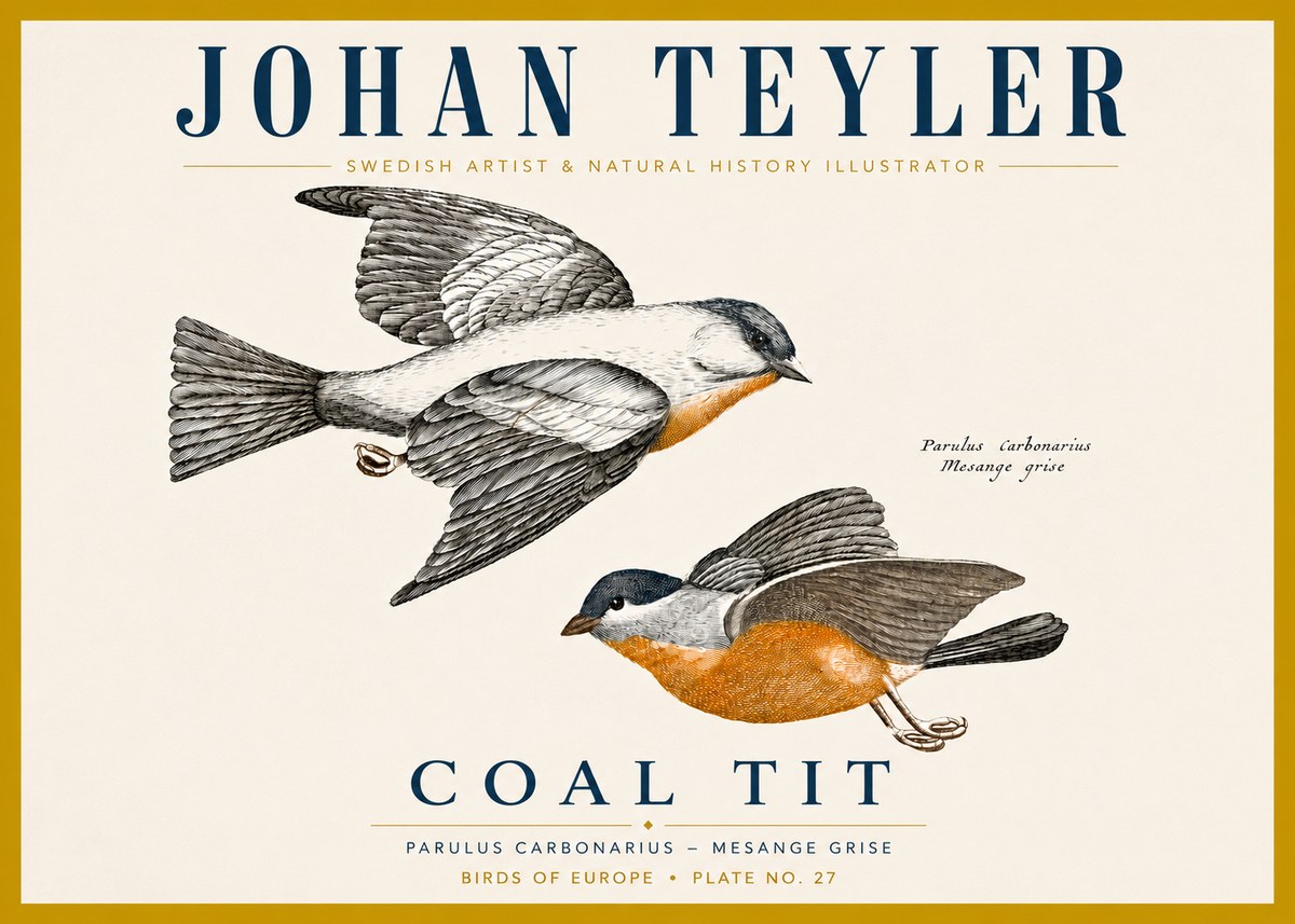 Johan Teyler Coal Tit No4 - Plakát