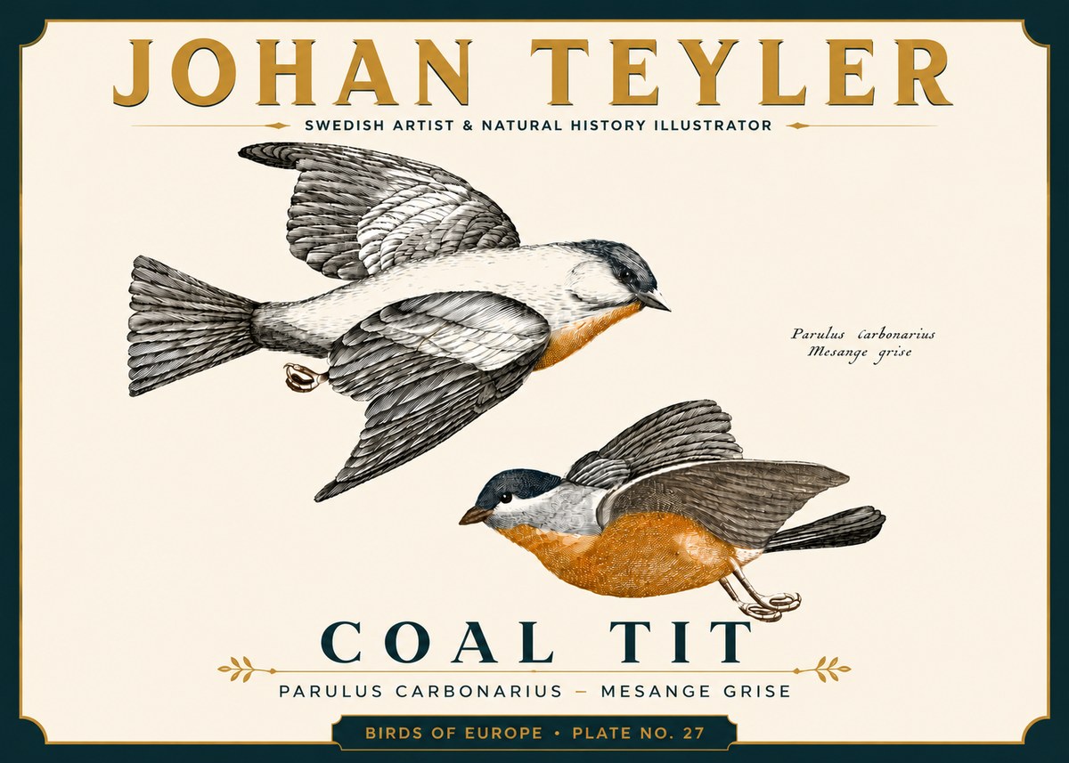 Johan Teyler Coal Tit No6 - Plakát