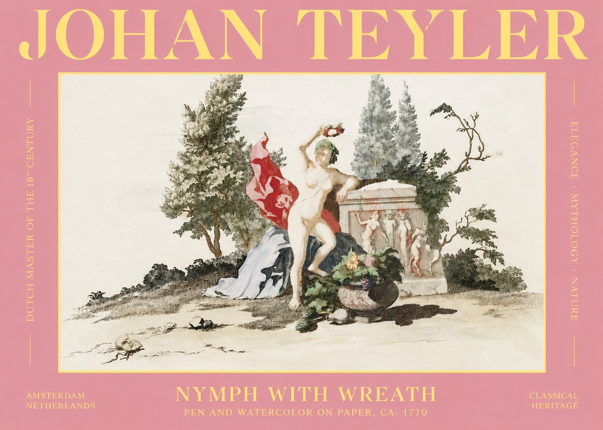 Johan Teyler Nymph with Wreath No2 - Plakát
