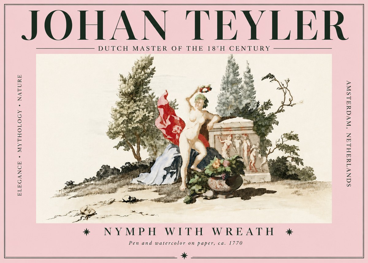 Johan Teyler Nymph with Wreath No5 - Plakát