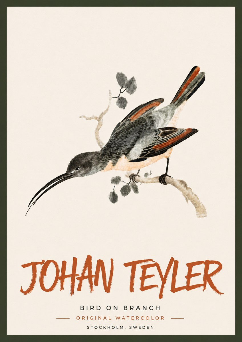 Johan Teyler Bird on Branch II No4 - Plakát