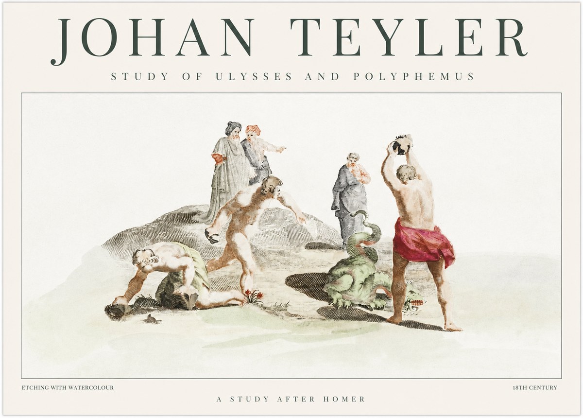 Johan Teyler Study of Ulysses and Polyphemus No1 - Plakát