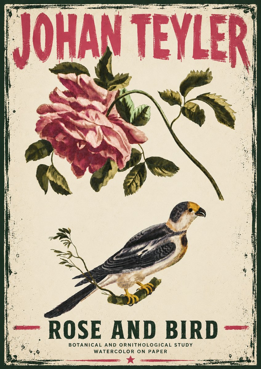 Johan Teyler Rose and Bird I No6 - Plakát