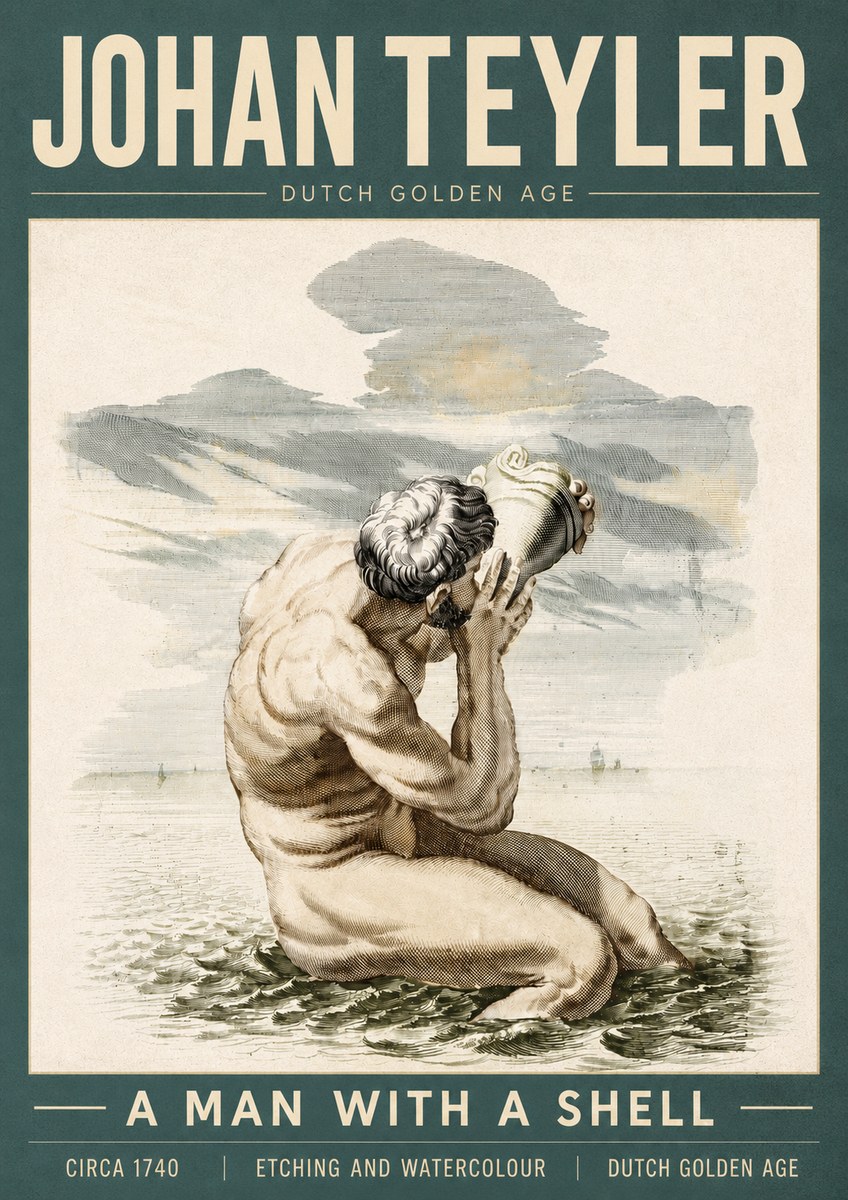 Johan Teyler A Man with a Shell No5 - Plakát