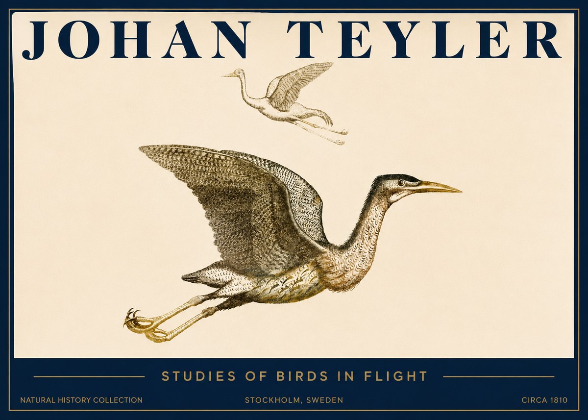 Johan Teyler Studies of Birds in Flight No3 - Plakát