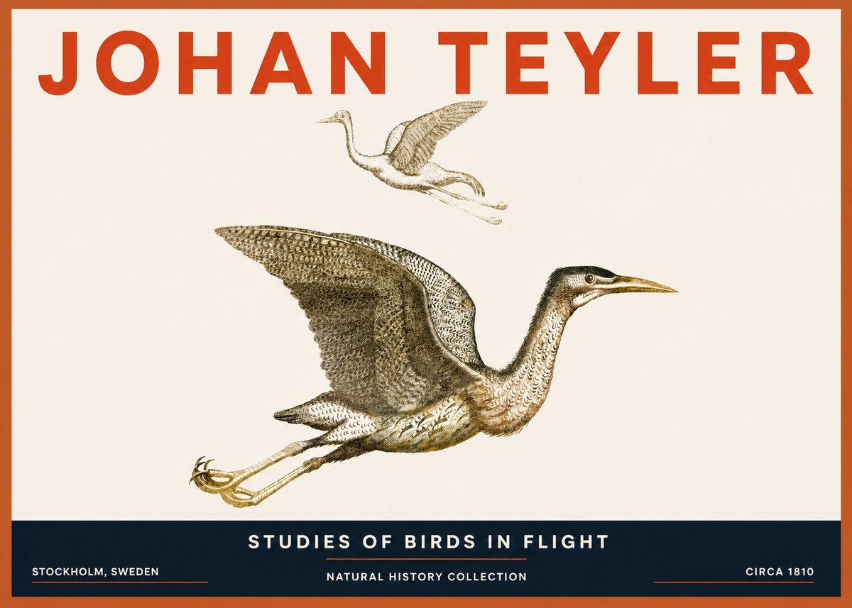 Johan Teyler Studies of Birds in Flight No5 - Plakát