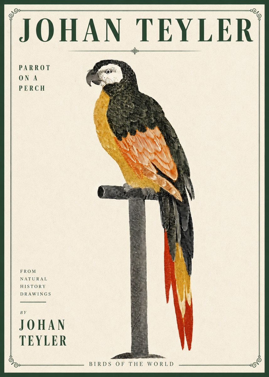 Johan Teyler Parrot on a Perch No4 - Plakát