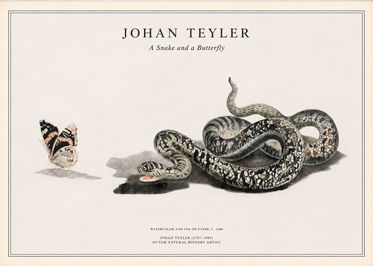 Johan Teyler Snake and Butterfly No2 - Plakát