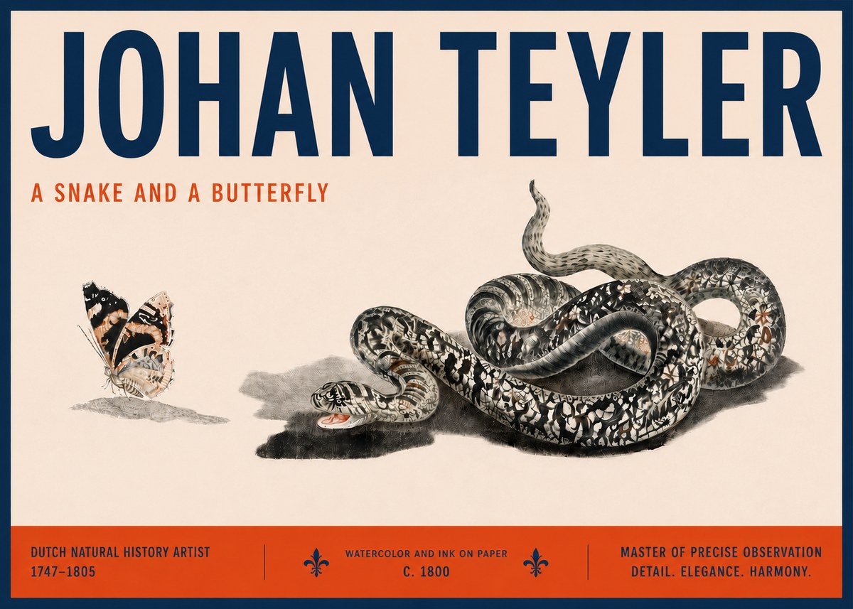 Johan Teyler Snake and Butterfly No6 - Plakát