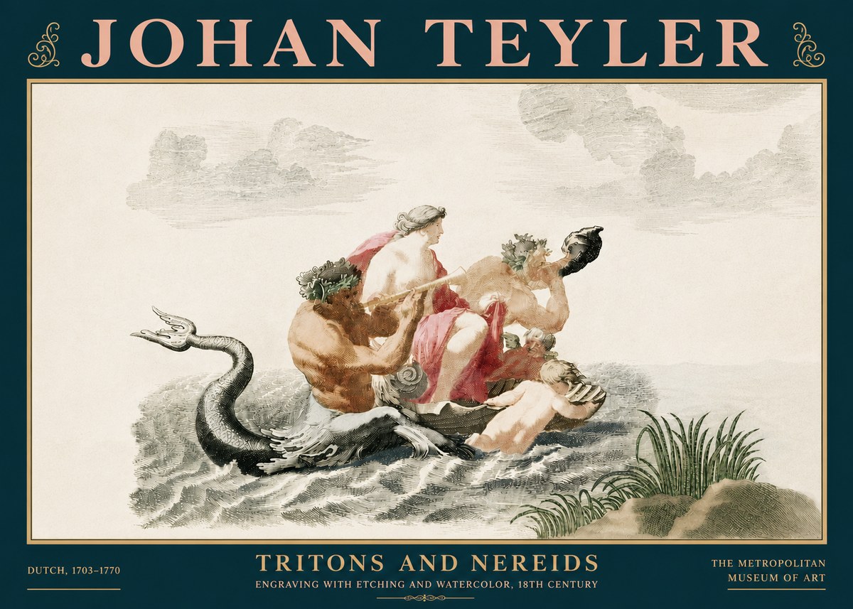 Johan Teyler Tritons and Nereids No5 - Plakát