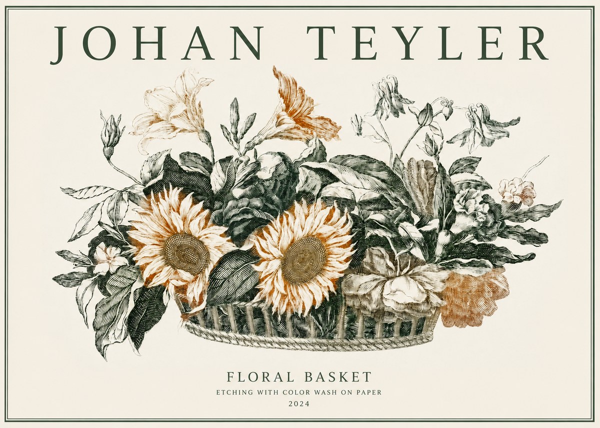 Johan Teyler Floral Basket No2 - Plakát