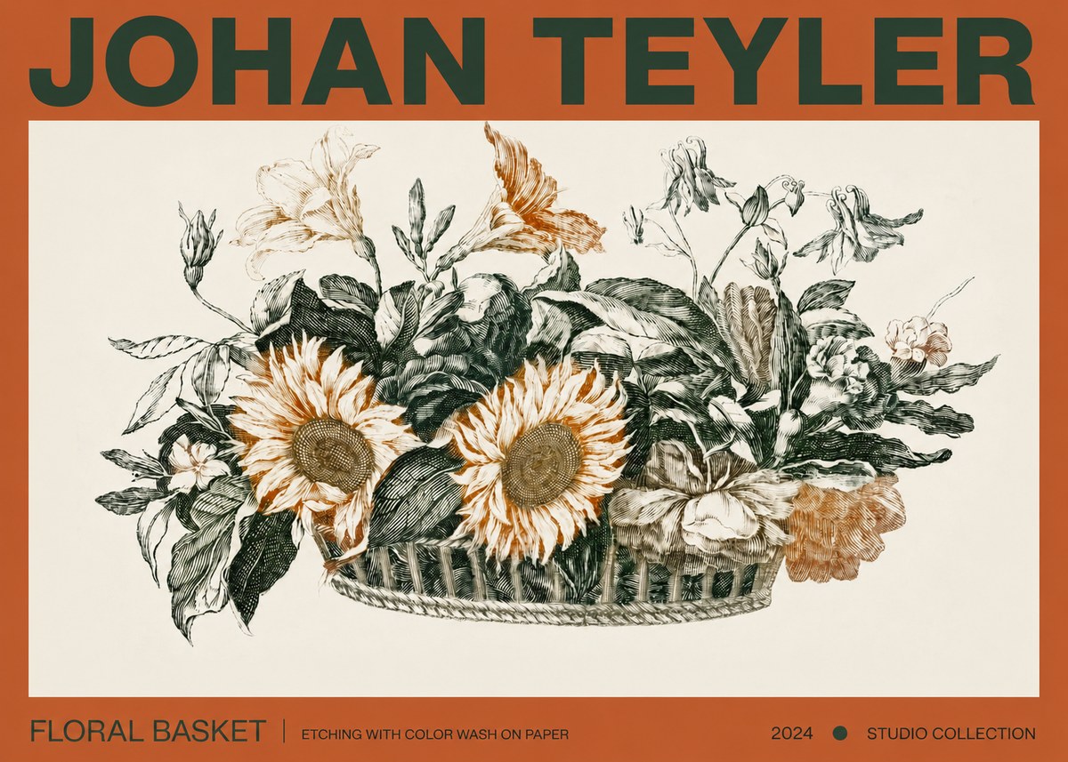 Johan Teyler Floral Basket No3 - Plakát