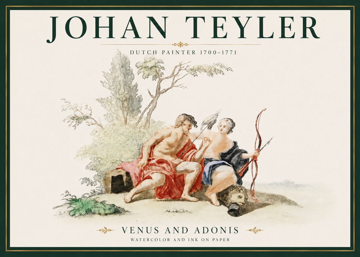 Johan Teyler Venus and Adonis No3 - Plakát