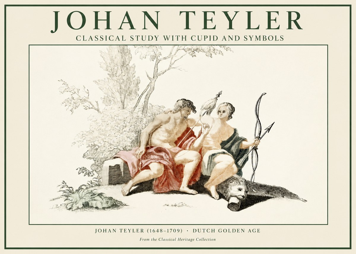Johan Teyler Classical Study with Cupid and Symbols No1 - Plakát