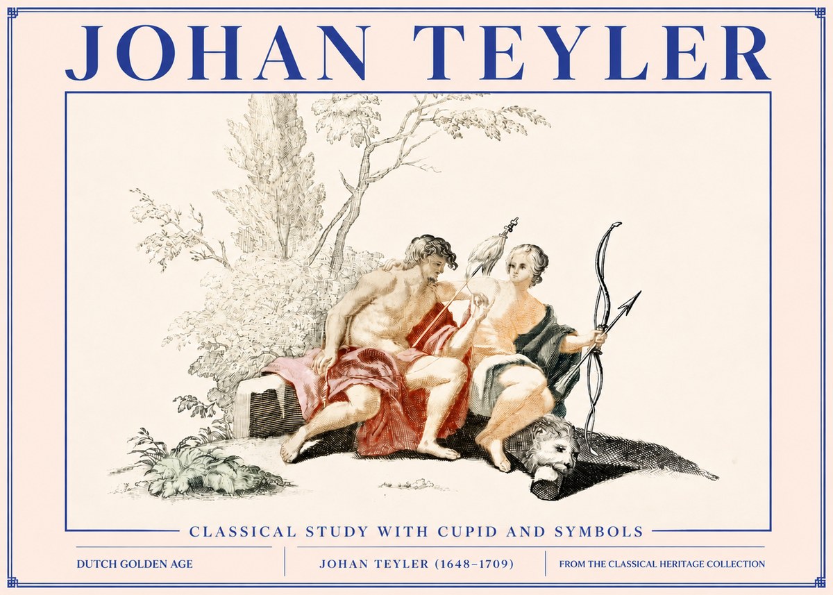 Johan Teyler Classical Study with Cupid and Symbols No3 - Plakát