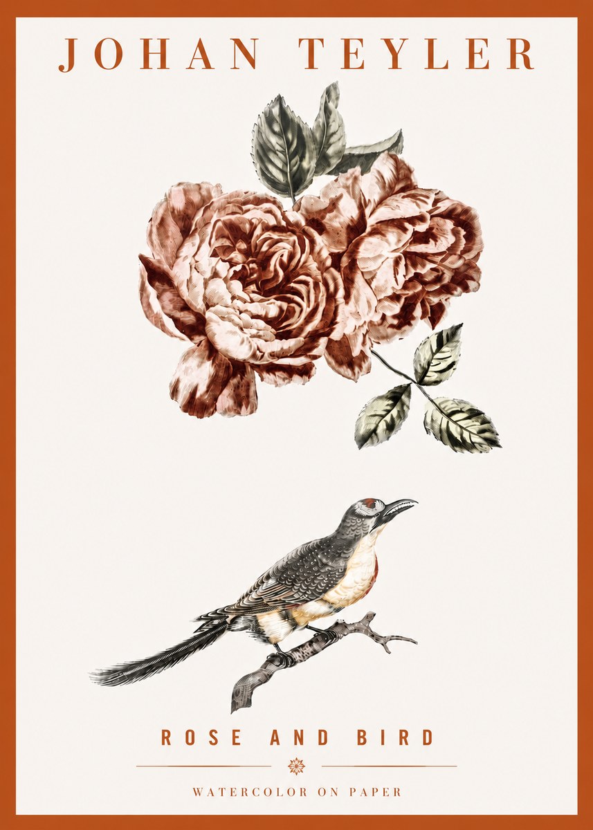 Johan Teyler Rose and Bird II No4 - Plakát