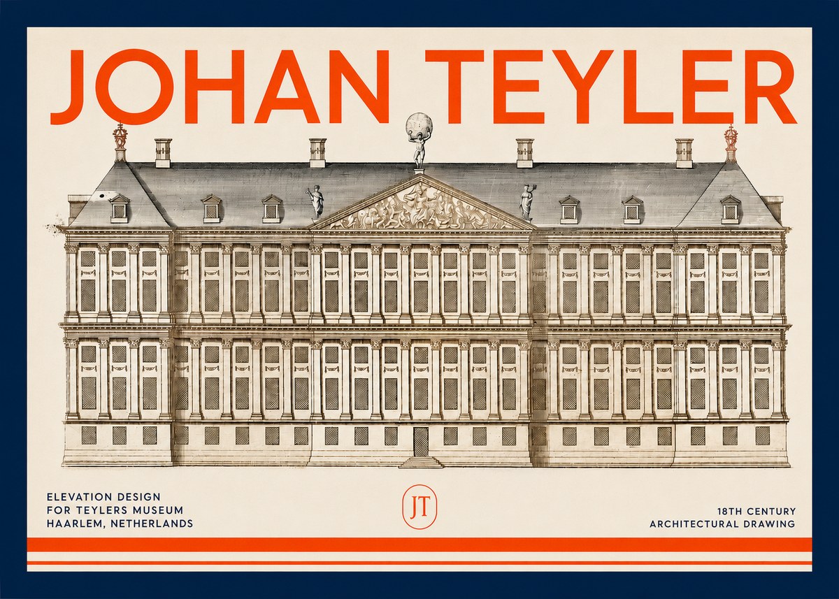 Johan Teyler Elevation Design for Teylers Museum, Haarlem No2 - Plakát