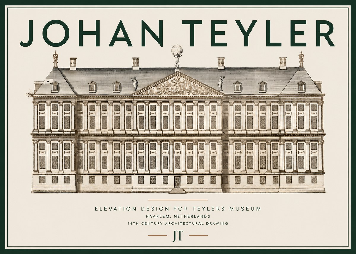Johan Teyler Elevation Design for Teylers Museum, Haarlem No4 - Plakát