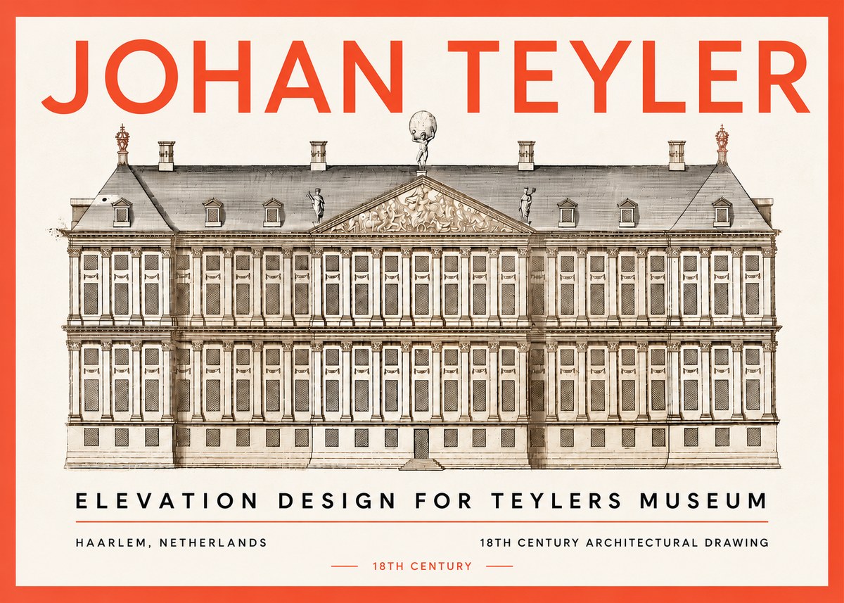 Johan Teyler Elevation Design for Teylers Museum, Haarlem No5 - Plakát