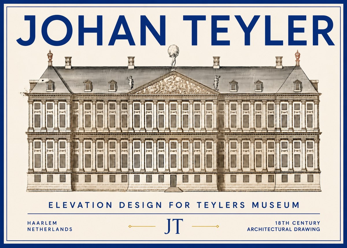 Johan Teyler Elevation Design for Teylers Museum, Haarlem No6 - Plakát