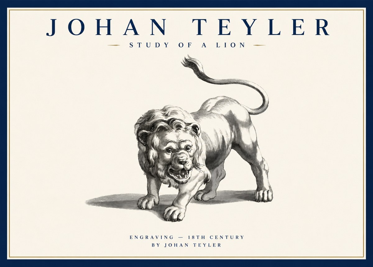 Johan Teyler Study of a Lion No1 - Plakát