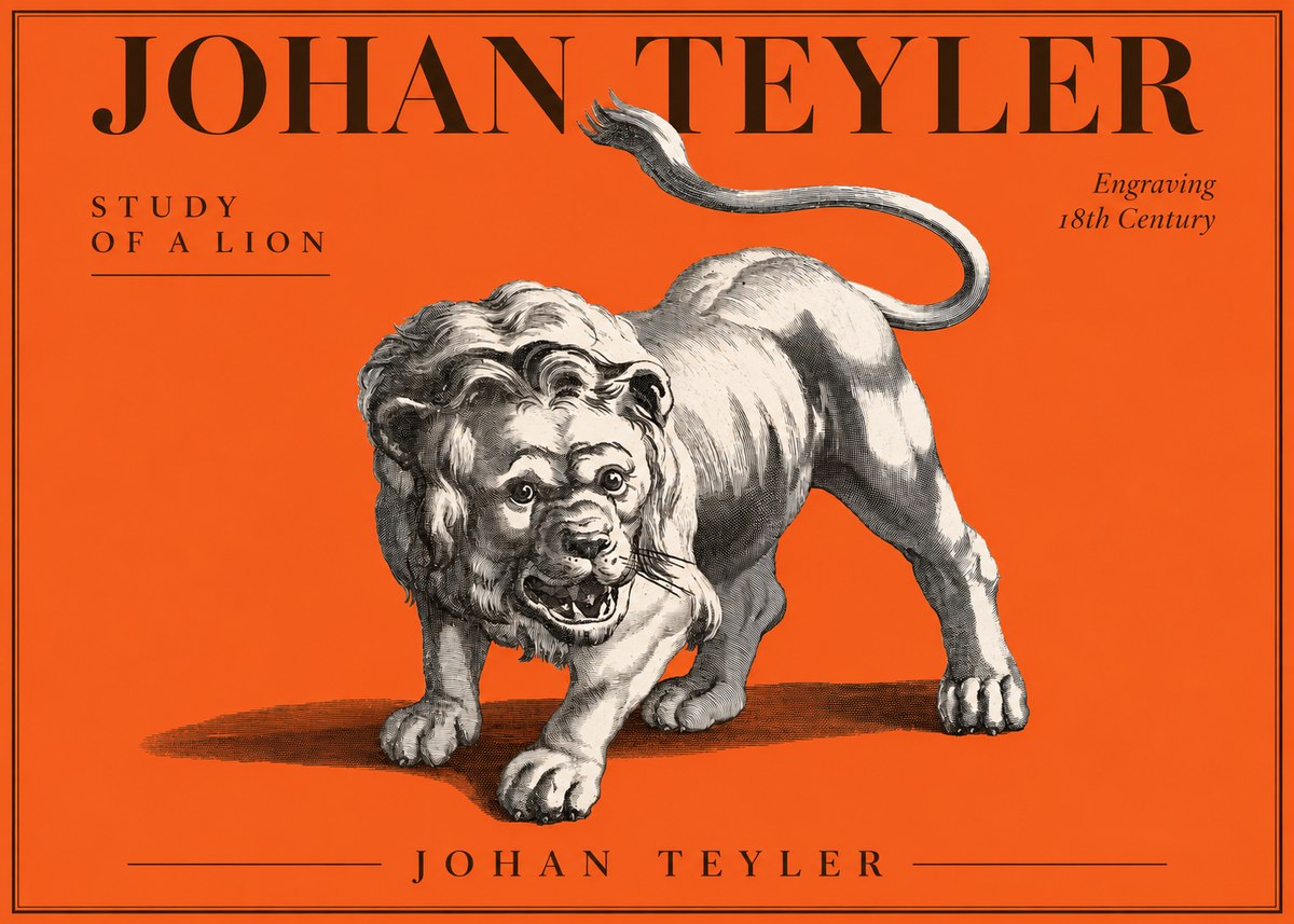 Johan Teyler Study of a Lion No3 - Plakát