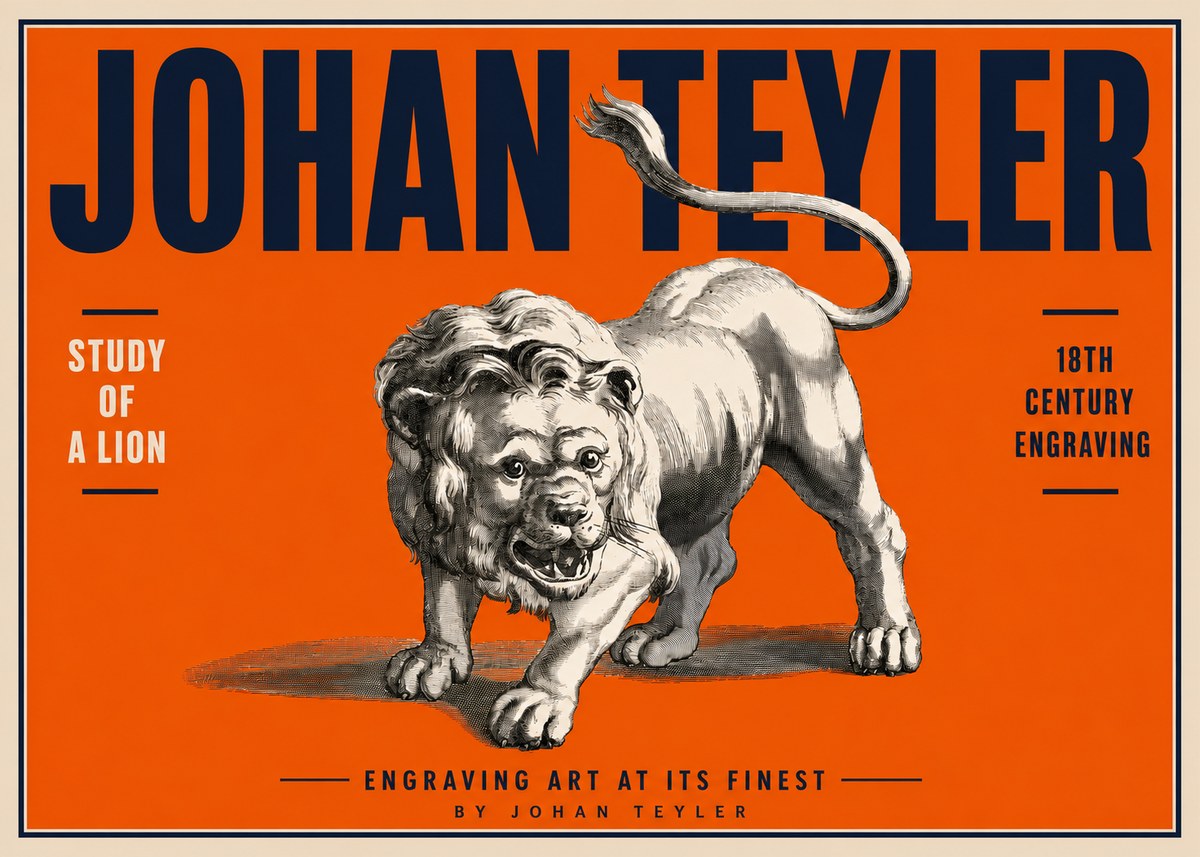 Johan Teyler Study of a Lion No4 - Plakát
