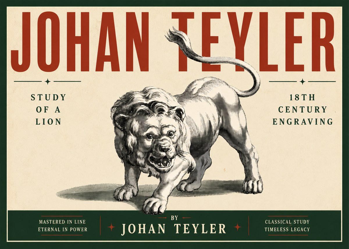 Johan Teyler Study of a Lion No5 - Plakát