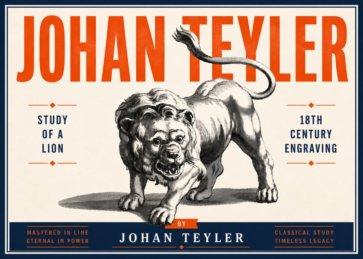 Johan Teyler Study of a Lion No6 - Plakát