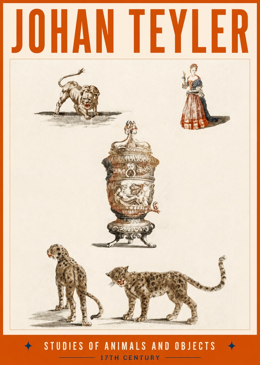 Johan Teyler Studies of Animals and Objects No2 - Plakát