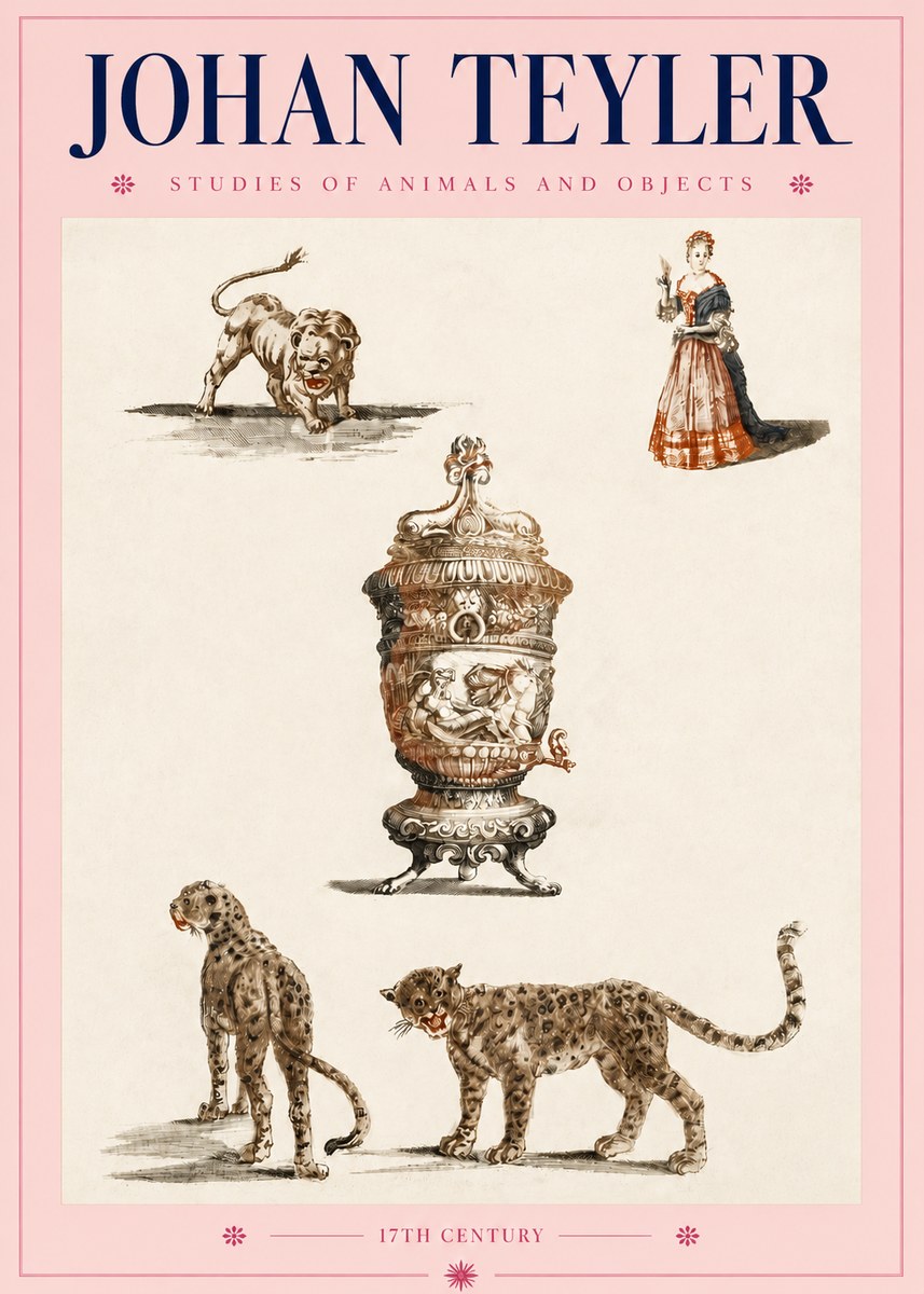 Johan Teyler Studies of Animals and Objects No4 - Plakát