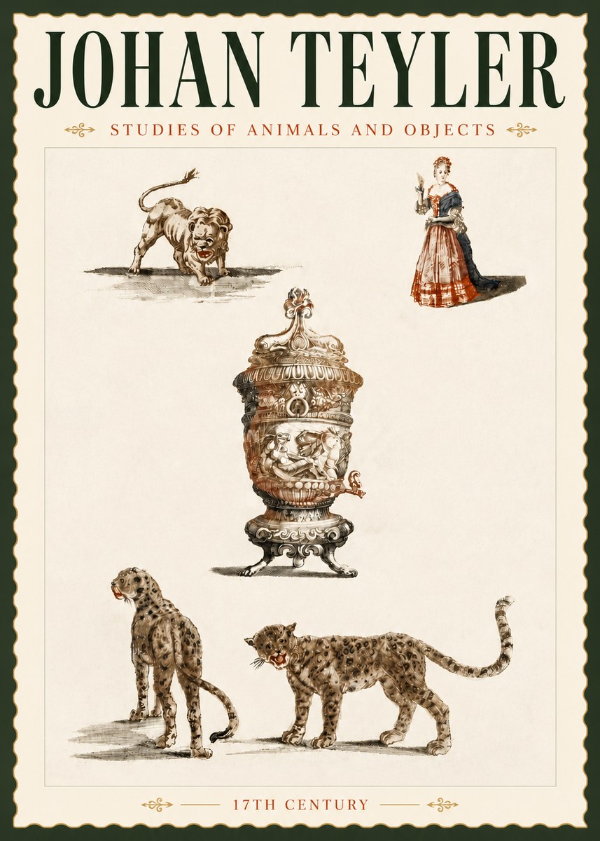 Johan Teyler Studies of Animals and Objects No5 - Plakát