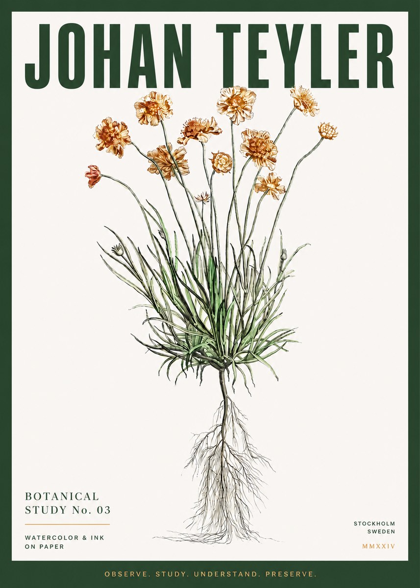 Johan Teyler Botanical Study No. 01 No3 - Plakát
