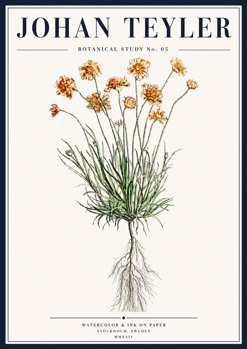 Johan Teyler Botanical Study No. 01 No5 - Plakát