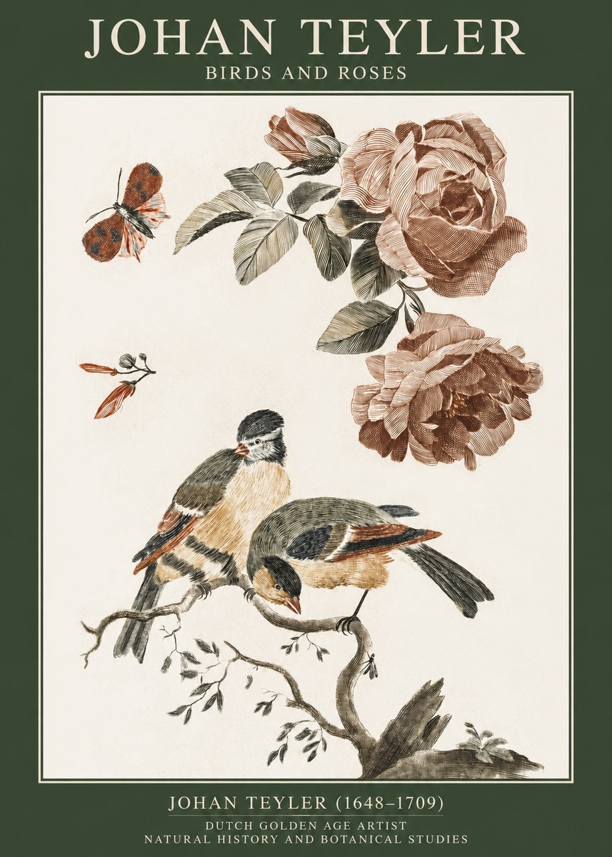 Johan Teyler Birds and Roses No1 - Plakát