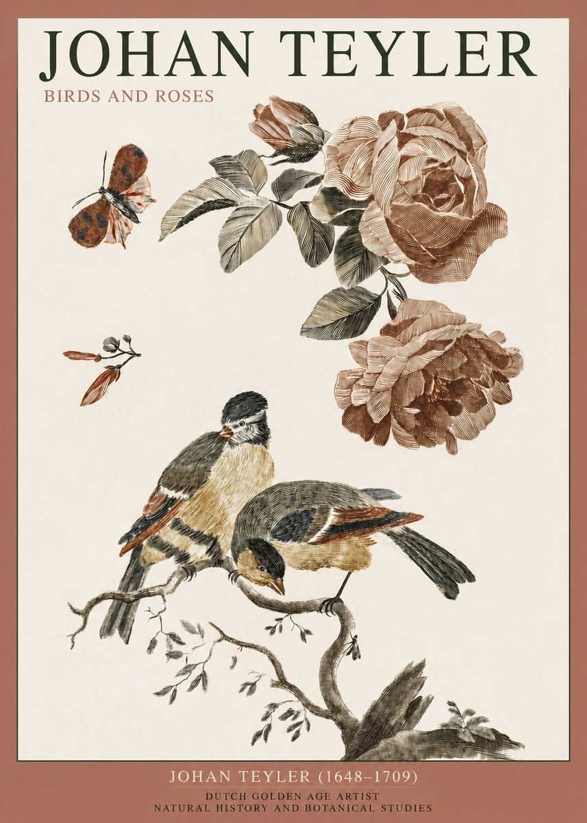 Johan Teyler Birds and Roses No2 - Plakát