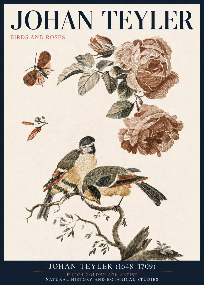 Johan Teyler Birds and Roses No3 - Plakát