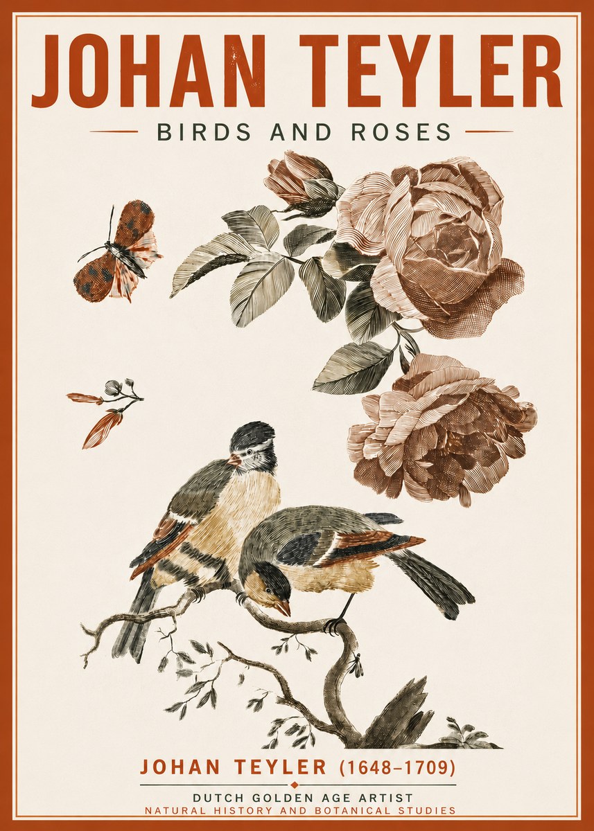 Johan Teyler Birds and Roses No5 - Plakát