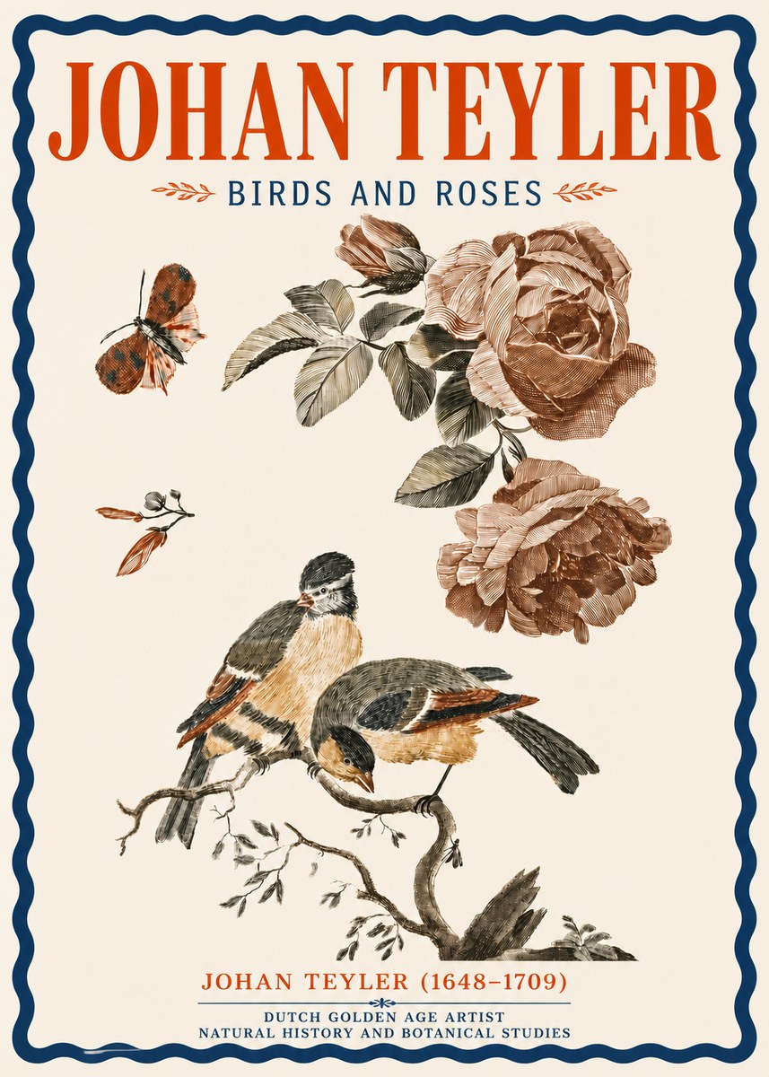 Johan Teyler Birds and Roses No6 - Plakát