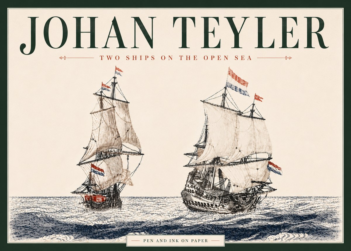 Johan Teyler Two Ships on the Open Sea No6 - Plakát