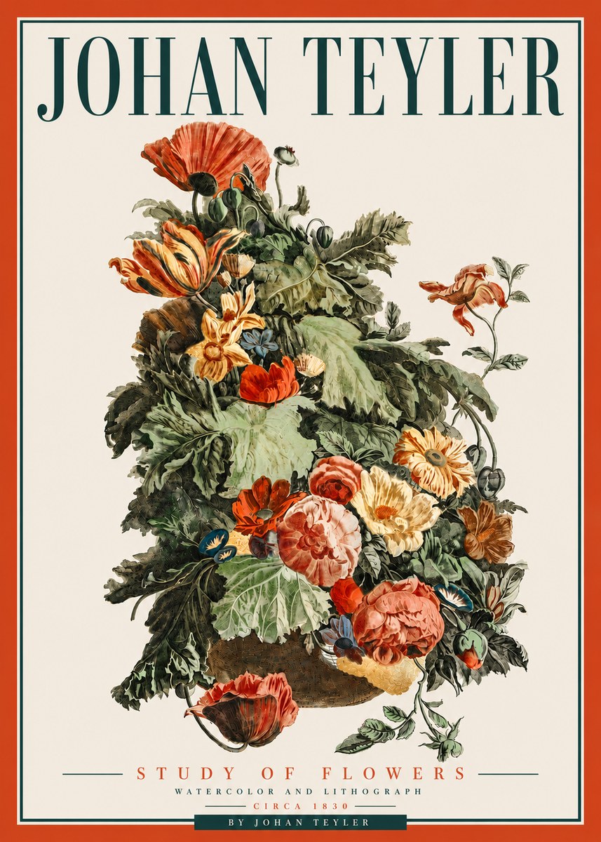 Johan Teyler Study of Flowers No5 - Plakát