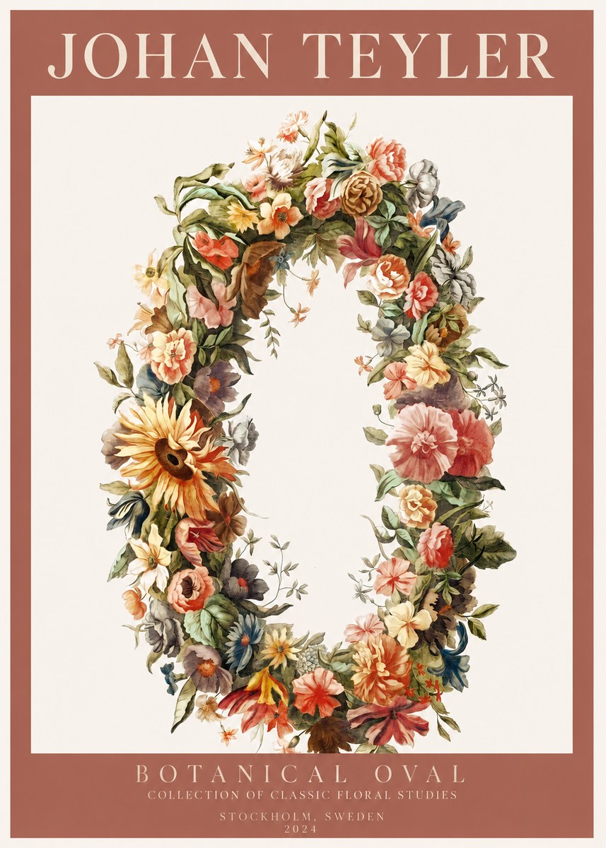 Johan Teyler Floral Oval No3 - Plakát