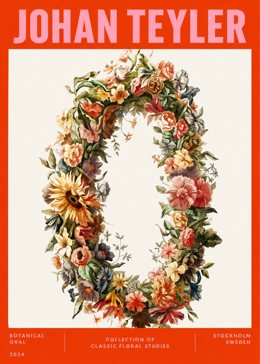 Johan Teyler Floral Oval No4 - Plakát