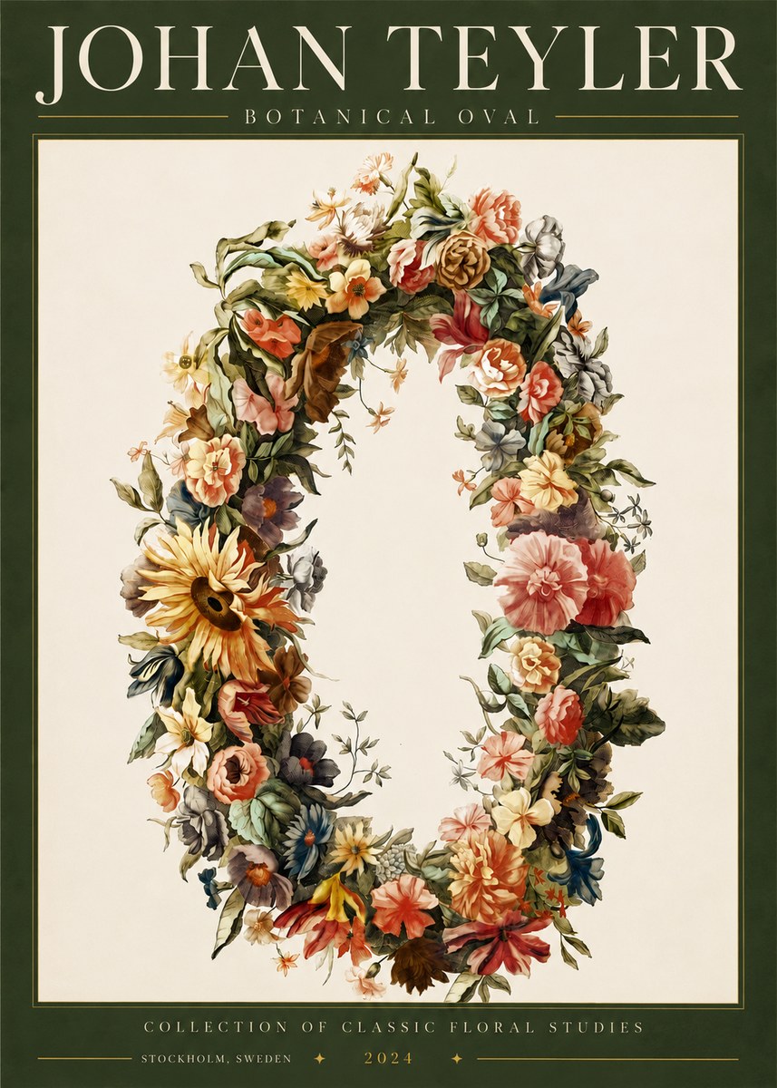 Johan Teyler Floral Oval No5 - Plakát